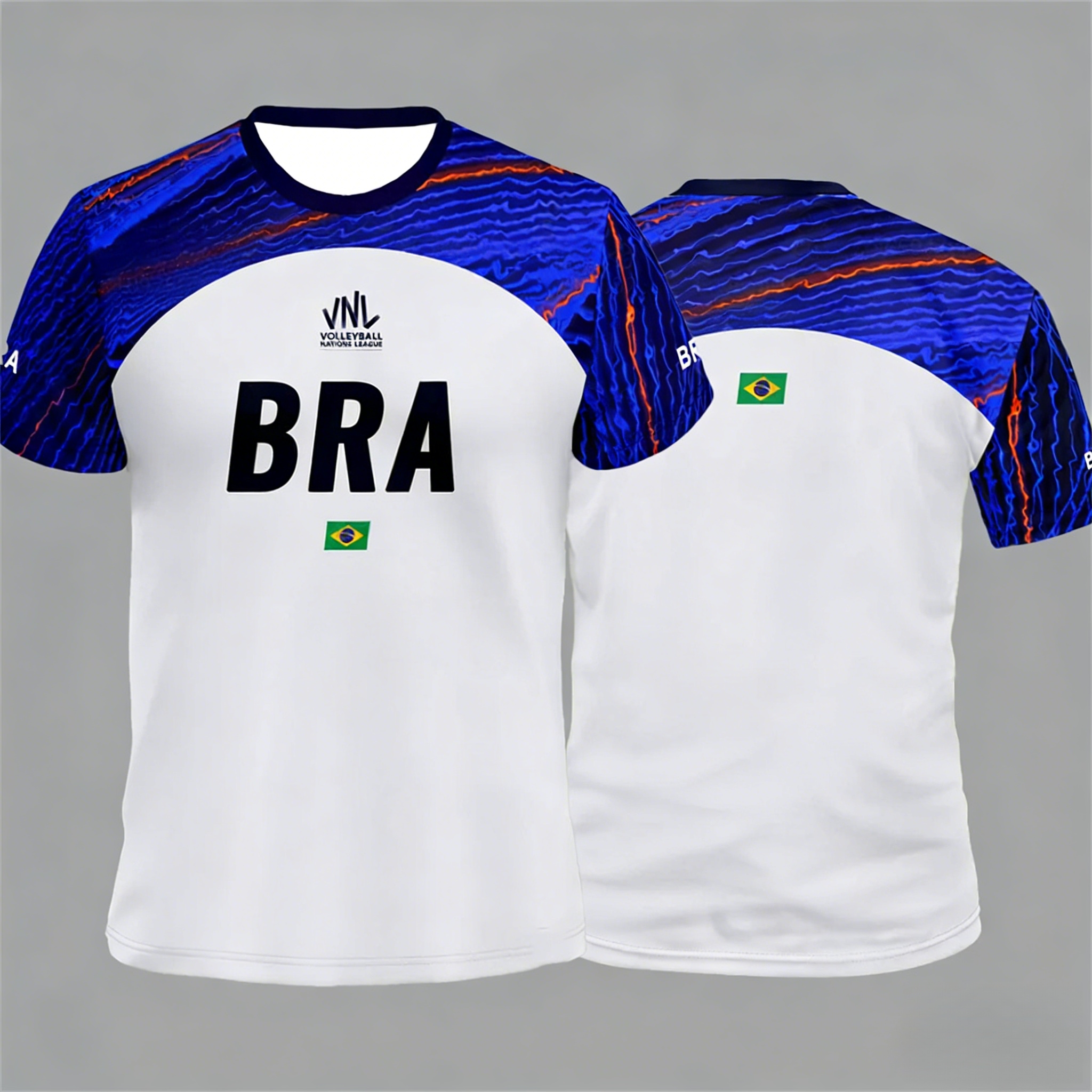 Maillot de volley-ball du Brésil, t-shirt de sport 3D contrasté, coupe ample, séchage rapide, manches courtes, t-shirt d'été pour hommes, fitness en plein air