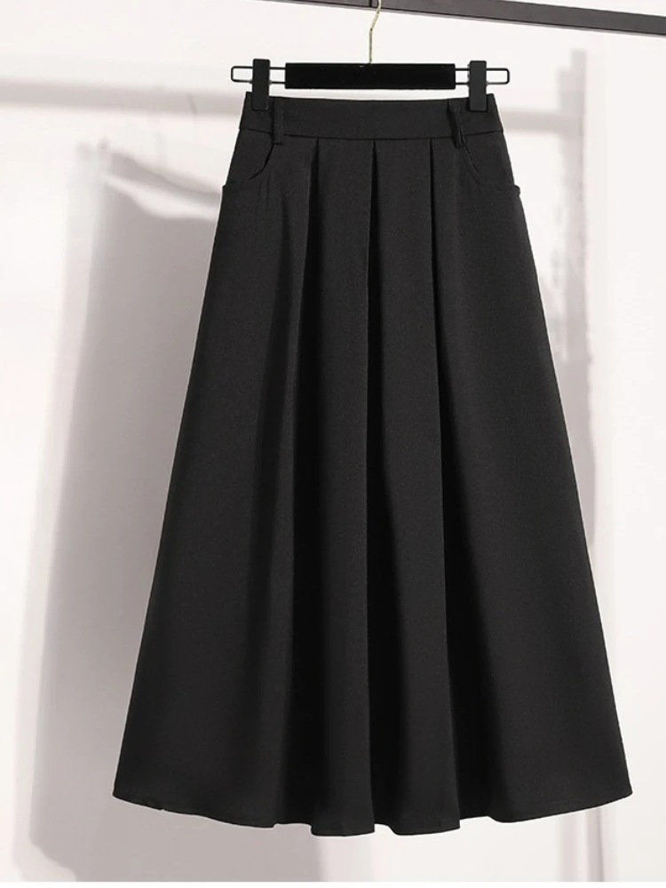Robe Maxi trapèze plissée, couleur unie, jupe polyvalente mi-longue, couverture des hanches, nouveau Style printemps été 2026, jupe mi-longue