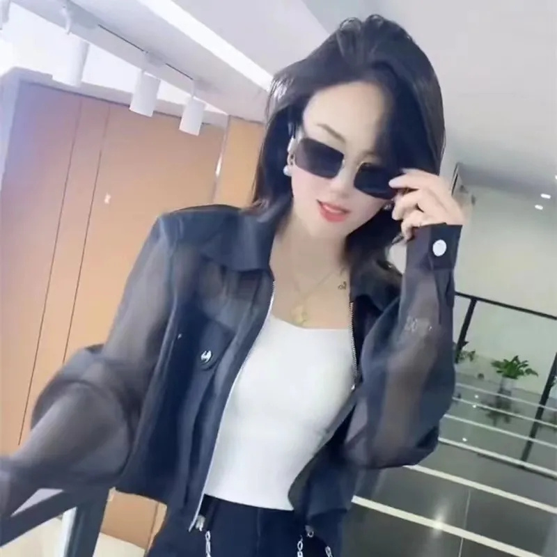 Vêtements de protection solaire pour femmes, nouvelle mode d'été, léger, luxe, fin, respirant, fermeture éclair, décontracté, Joker, manteau court à manches longues