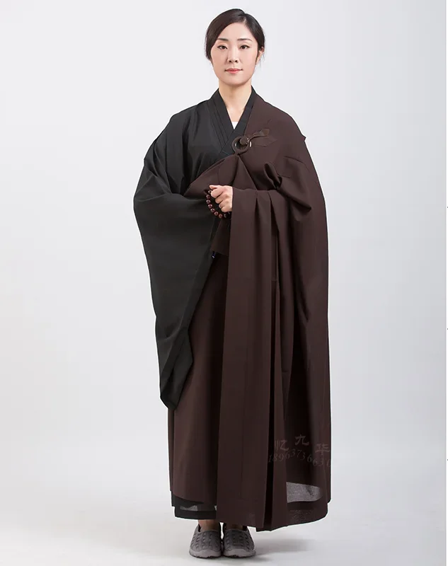 Robes bouddhistes Everak pour adultes, moine Haiqing, vêtements de méditation, UL, lin, confession, longue robe, 145-185cm