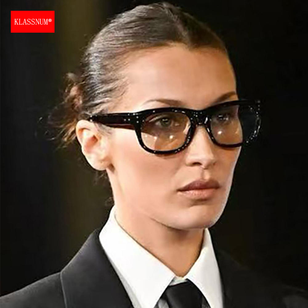 KLASSNUM noir cadre épais lunettes transparentes hommes corne-montée lunettes Vintage Anti-lumière bleue femmes homme ordinateur lunettes plates