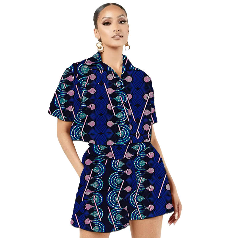 Tenues Ankara pour femmes africaines, Mini ensembles de Couture africaine, hauts courts + Shorts chauds, imprimé coloré, costume de fête féminin