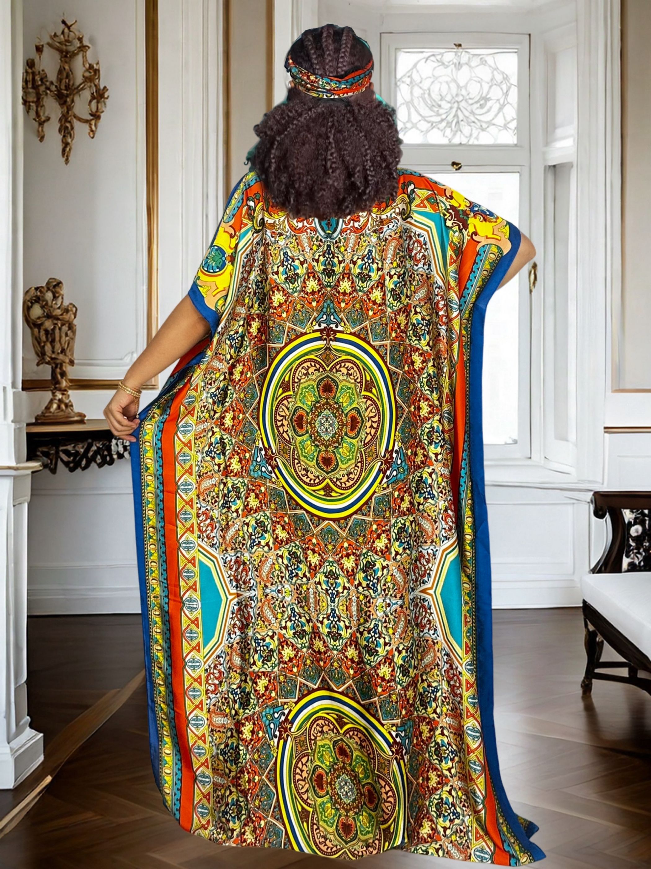 Abaya caftan élégant pour femmes, tenue de plage, ample, fendue, vacances à la plage, avec foulard