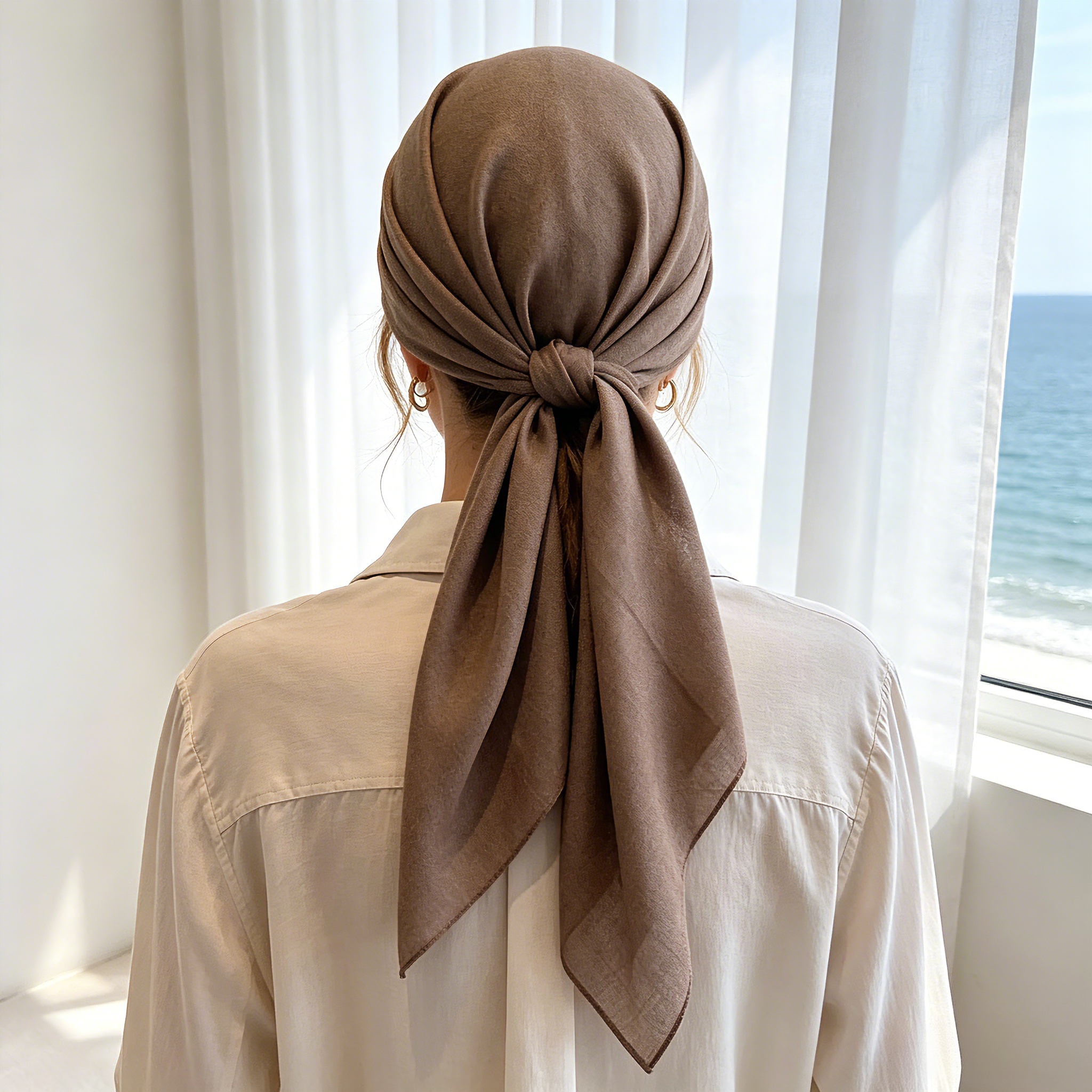 Foulards carrés 90*90cm pour femmes, couleur unie, coton et lin, foulard fin, hijabs pour femmes musulmanes, accessoires pour sacs