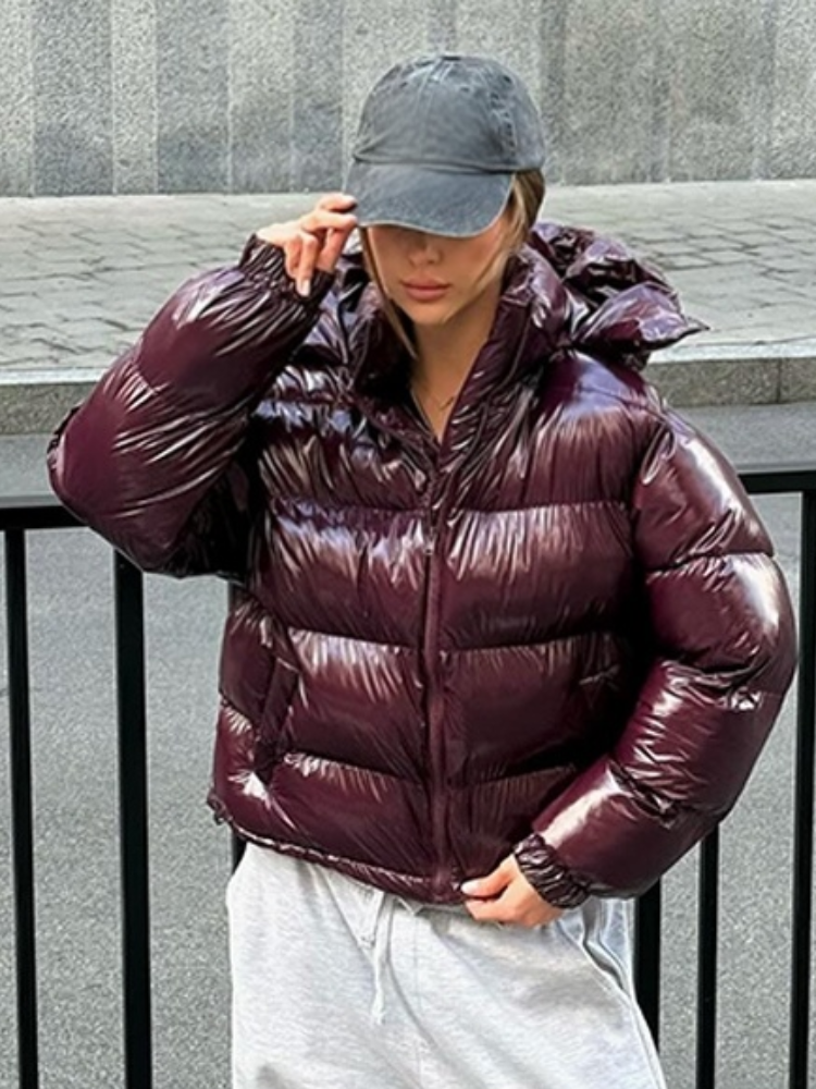 Manteau décontracté matelassé à capuche en coton pour femme, col montant, fermeture éclair, manches longues, chaud, collection automne 2026, style chic urbain, doudoune