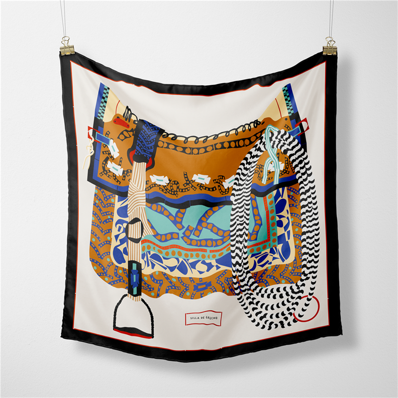 53CM marque foulards en soie couleur cheval 100% foulard en soie femmes châles Design de luxe Hijab écharpe mode foulards carrés foulard