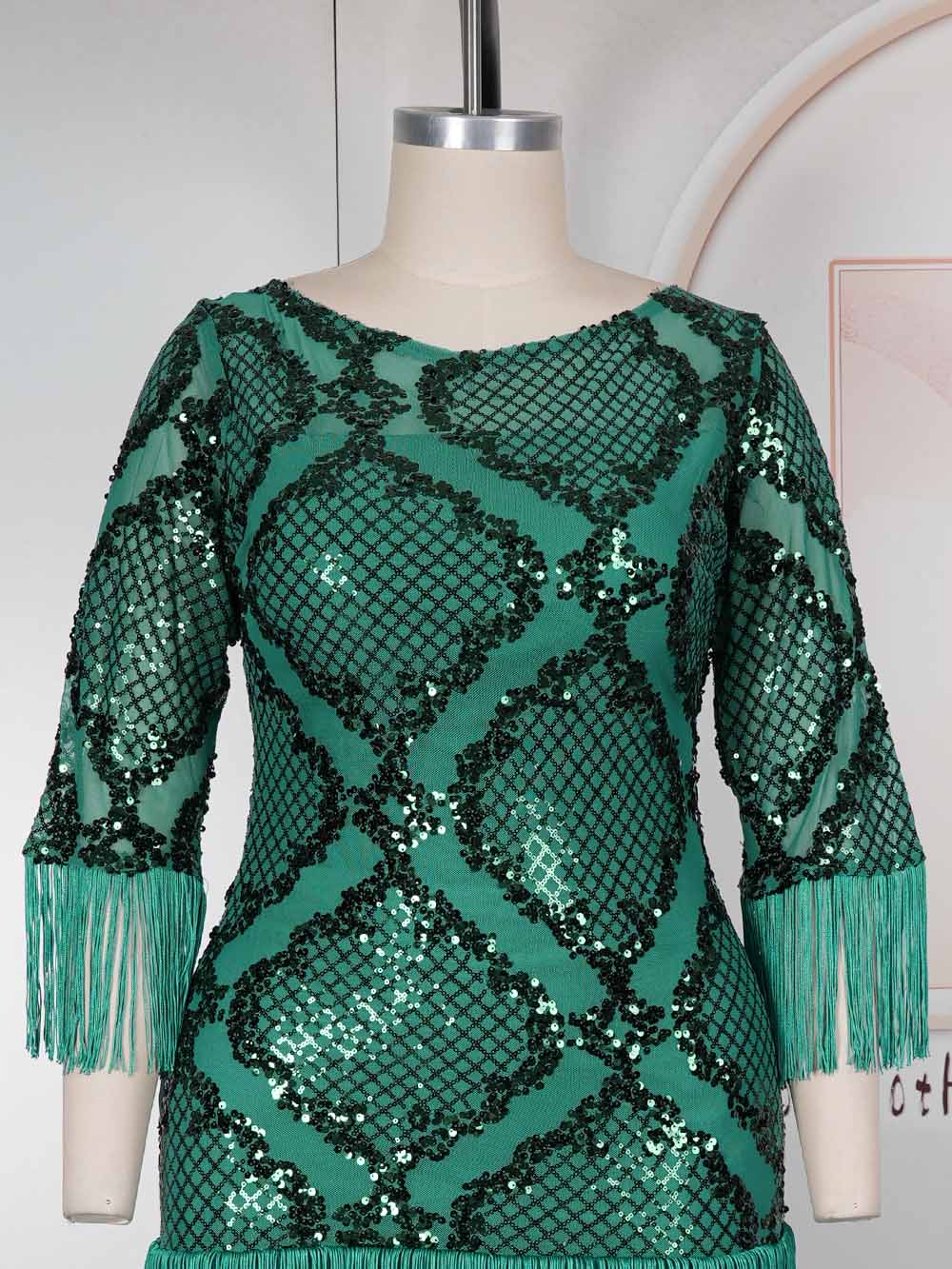Robes de soirée africaines grande taille pour femmes, robe moulante Dashiki à sequins et franges, élégante robe de mariée musulmane turque pour soirée