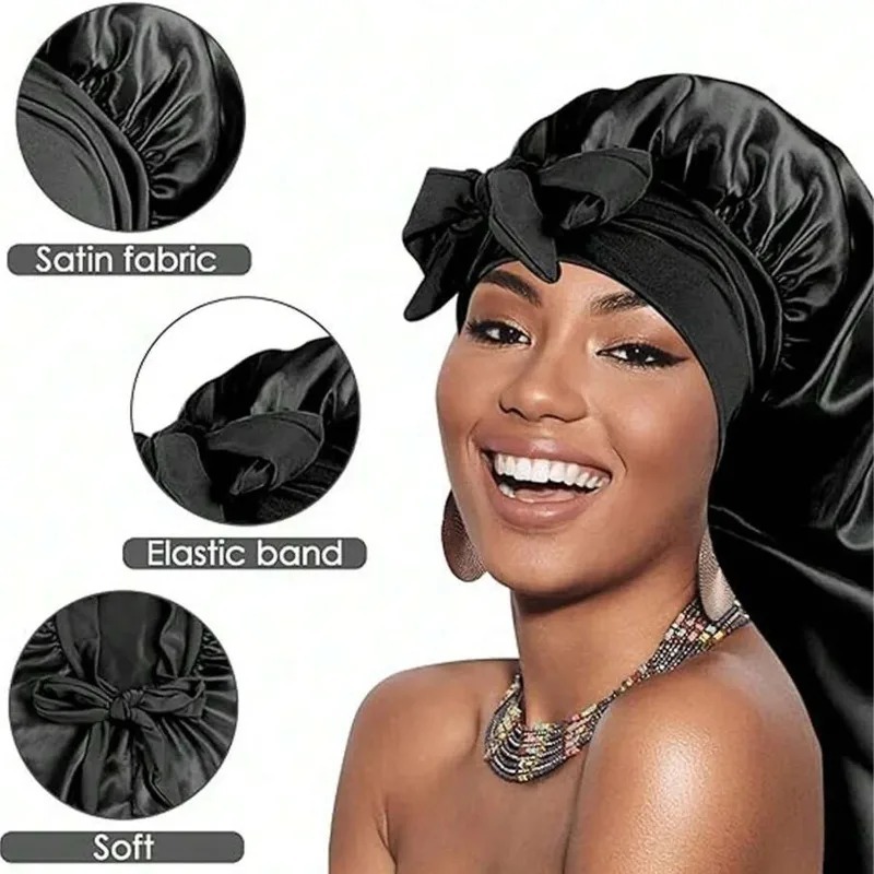 Bonnet de nuit long pour cheveux raides et bouclés, bonnets extra larges pour dreadlocks et tresses, bonnets de nuit en satin