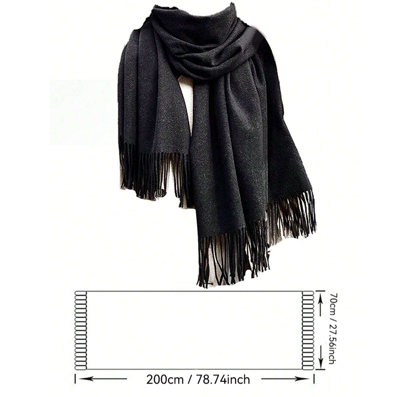 Écharpe blanche à pompons pour femme! Châle épais et chaud, design couleur unie, chaleur du cou, adapté aux temps froid et à un usage quotidien
