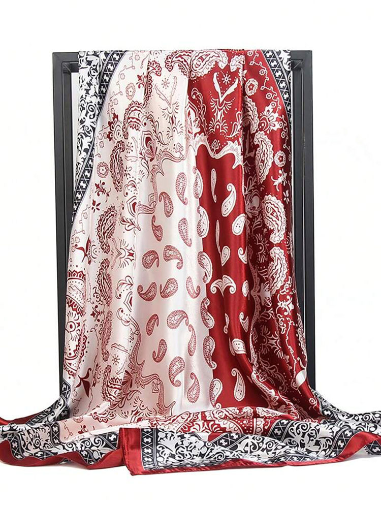 Nouvelle marque impression bandeau écharpe femmes mode 90*90 cm soie Satin Hijab Bandana foulard Protection solaire châle enveloppement foulard