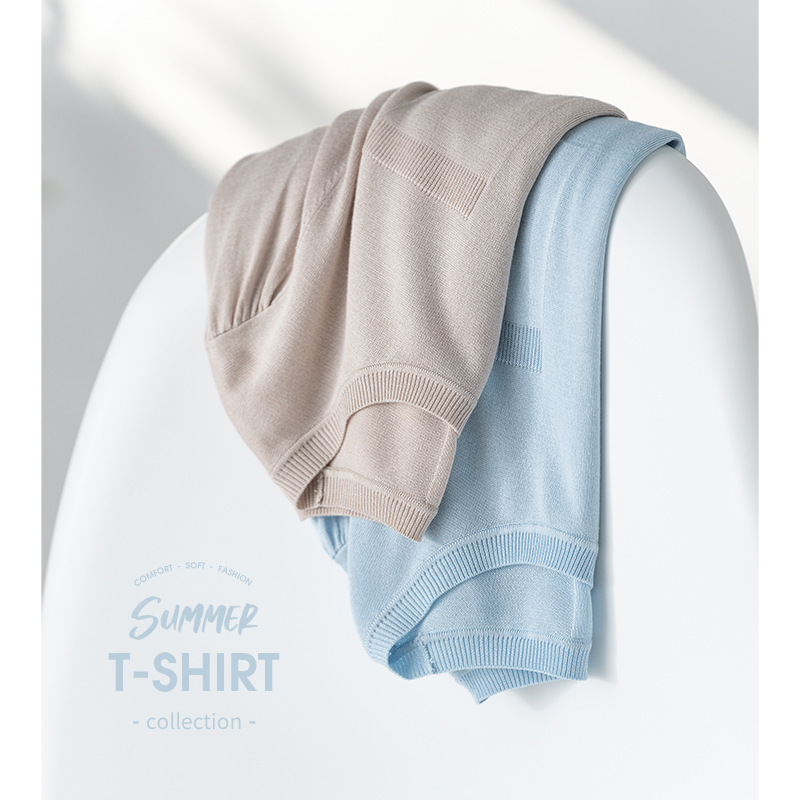 T-shirt en tricot de soie de mûrier 5% pour femme, fin, à manches mi-longues, collection printemps-été