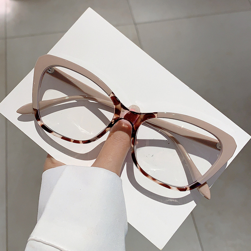 Lunettes de lecture œil de chat élégantes pour femmes, monture bloc de couleur Chic, lentille transparente, écran d'ordinateur à la mode, presbytie 0 à 4.0
