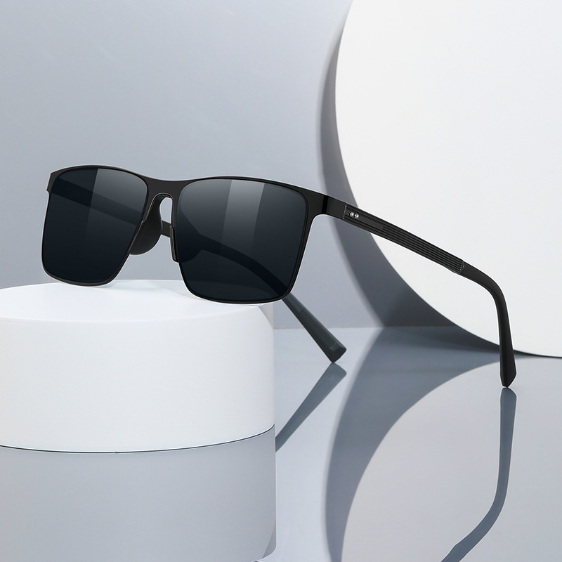 Lunettes de soleil polarisées carrées classiques pour hommes, verres en nylon HD, réduisent l'éblouissement, lunettes décontractées pour la conduite et les voyages