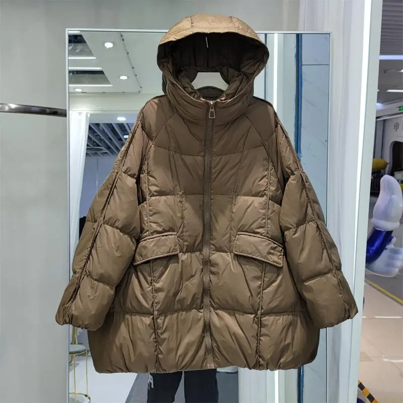 Doudoune pour femmes, décontractée, ample, surdimensionnée, pour l'automne et l'hiver, en duvet de canard blanc, chaude et épaisse, avec capuche, nouveau modèle 2026.