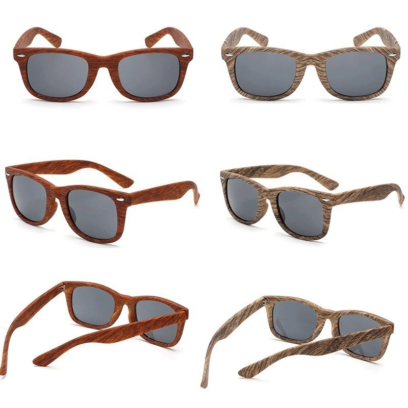 Lunettes de soleil rétro Vintage pour hommes et femmes, couleur bois, mode été, Grain de bois