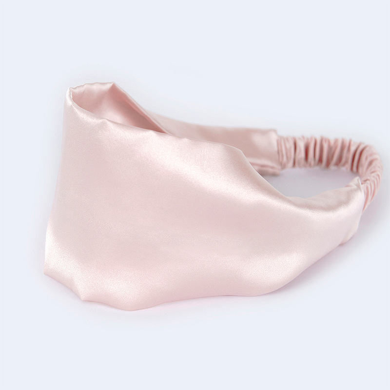 Bandeau en soie simple couleur unie en soie de mûrier, accessoires pour cheveux femme style coréen motif géométrique, collection printemps