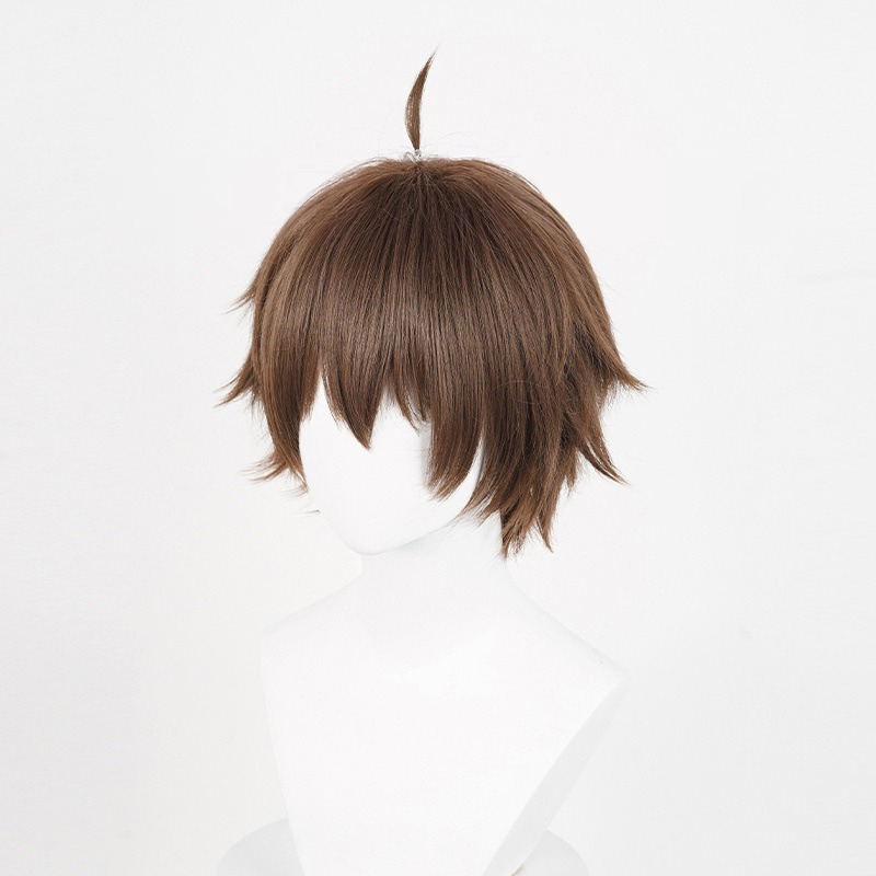 Perruque Anime Tomoaki Yuta Cosplay Homme Euro-Américain Cheveux Humains Courts Bruns 30CM Soie Haute Température pour Festival et Fête