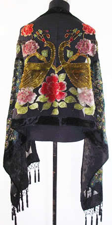 InjSatin Velvet Cape pour femme, étole pashmina perlée, style chinois, silencieux paon brodé, rose chaud, nouveauté, 175x54cm, C020