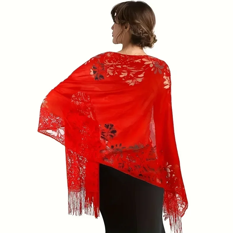 Écharpe classique en dentelle creuse pour femmes, robe de soirée pour demoiselles d'honneur, châle pour robe de mariée, châle de bal pour femmes