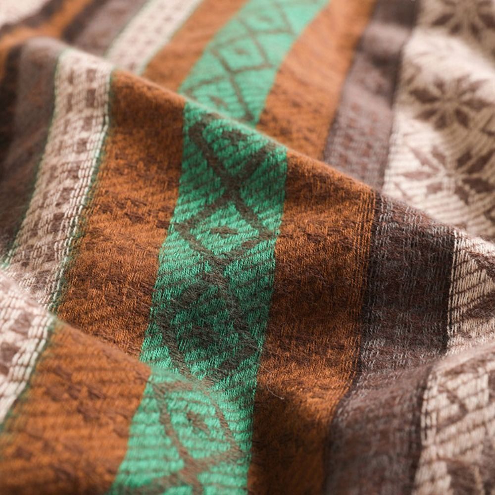 Châle de Luxe de Style Ethnique en Cachemire à Rayures, Cape avec Pompon, Collection Automne et Hiver