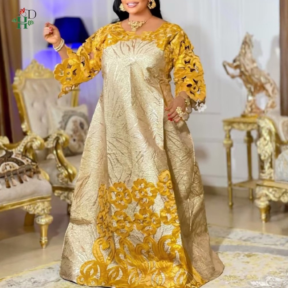 Robes africaines pour couple, tenues assorties or pour femme et homme, broderie traditionnelle Bazin Riche, robe turque, robe de mariage, robe de fête