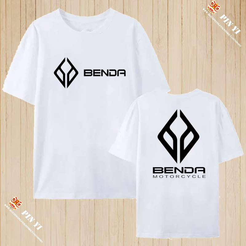 T-shirt imprimé Harajuku Benda Motorcycle, haut 100% coton, chemise unisexe à manches courtes, col rond, mode streetwear ample