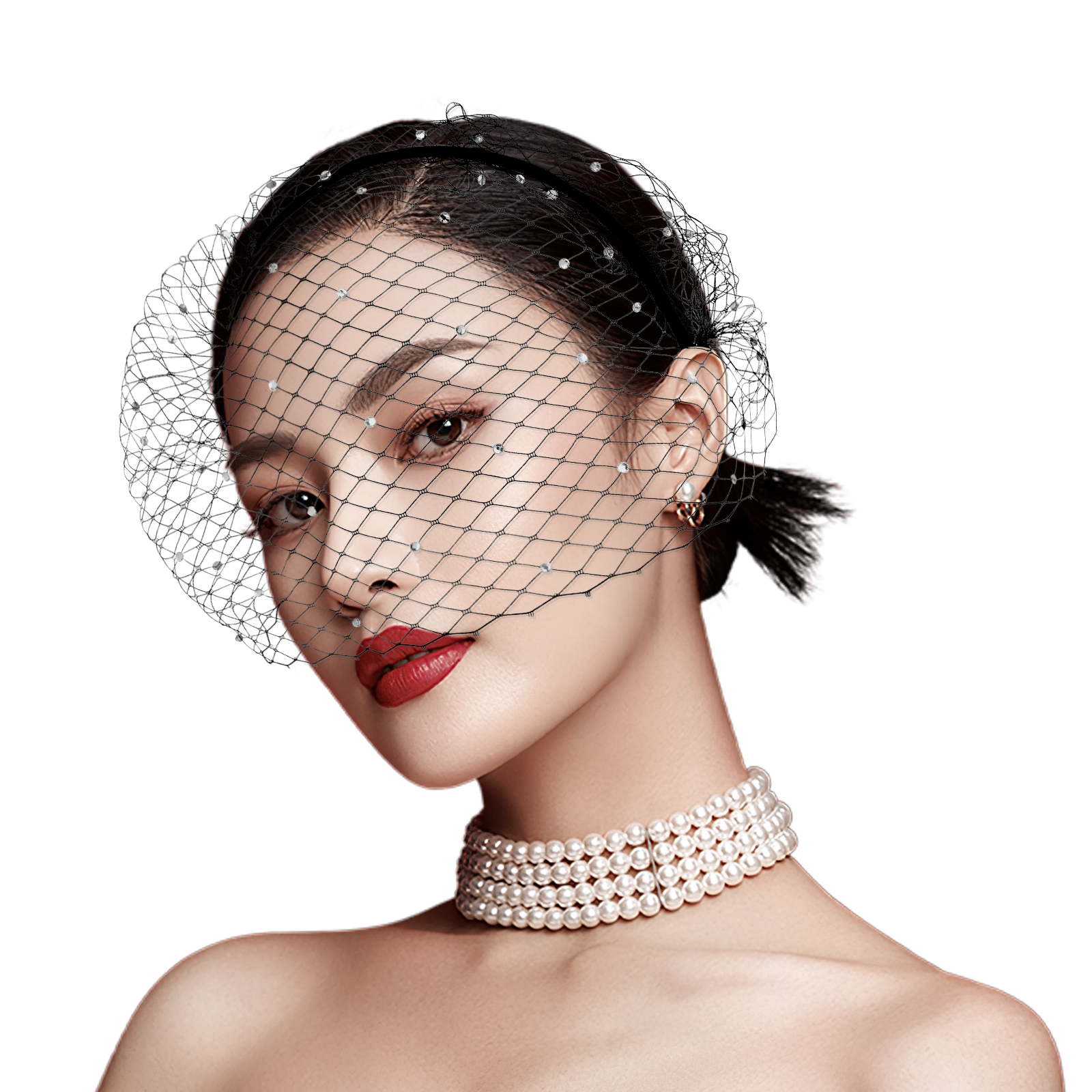 Voile en maille noire, bandeau, cage à oiseaux, léger et délicat, accessoire pour cheveux de mariée, fascinateur pour fête de mariage