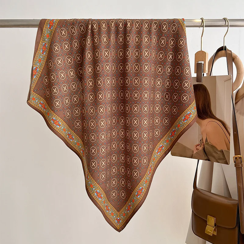 Foulard Carré en Velours Imprimé pour Femme, Design de Luxe, Doux, Tête, Hijab, Cravates, Bureau, Sauna, Cadeau