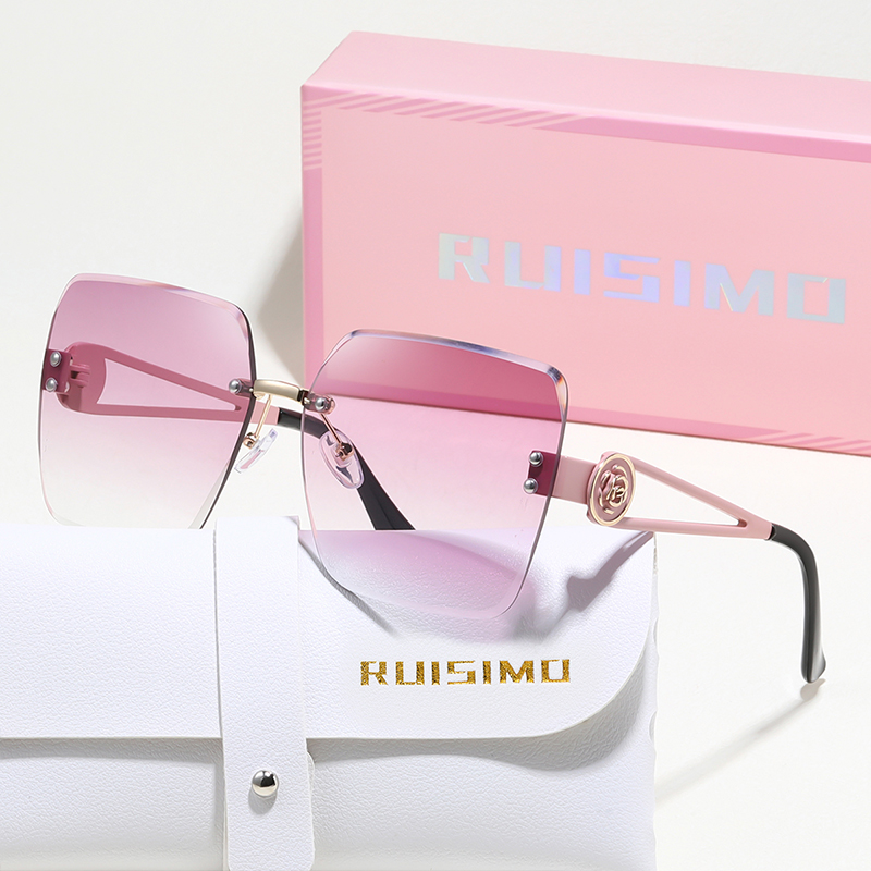 RUISIMO sans monture métal carré lunettes de soleil femmes hommes couleur claire marque exquise lunettes de soleil plage voyage mâle femme lunettes UV400