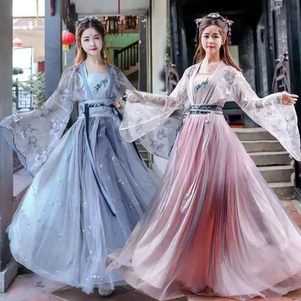 Robe Hanfu traditionnelle à fleurs pour femmes, Costume chinois ancien, belle danse Hanfu originale, Robe de princesse de la dynastie Tang, 2024