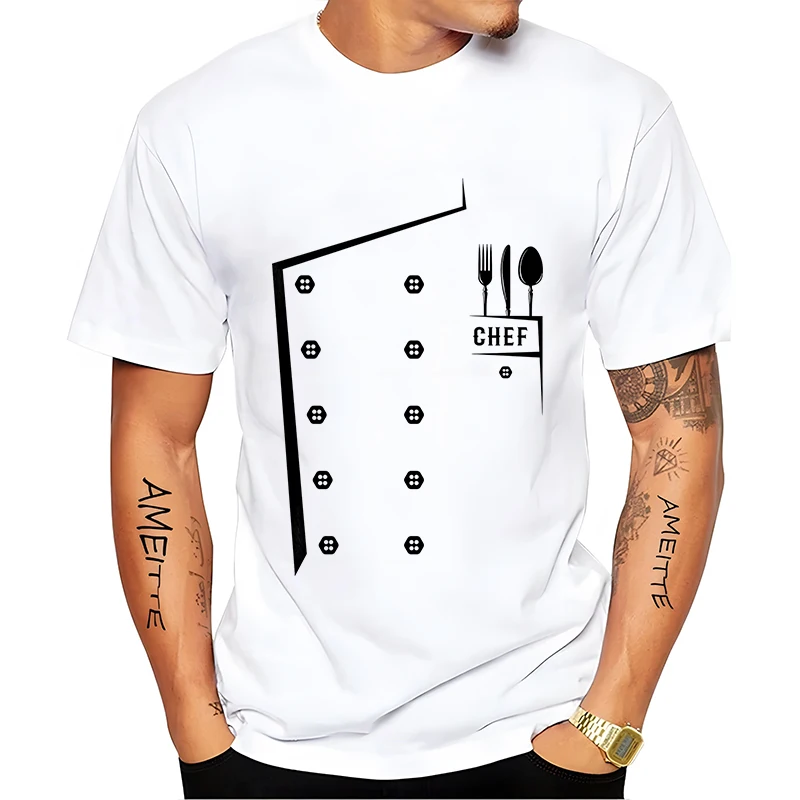 Drôle Chef t-shirt hommes à manches courtes cuisinier Chef t-shirt mode graphique col rond été à manches courtes t-shirt hommes surdimensionné T-shirts
