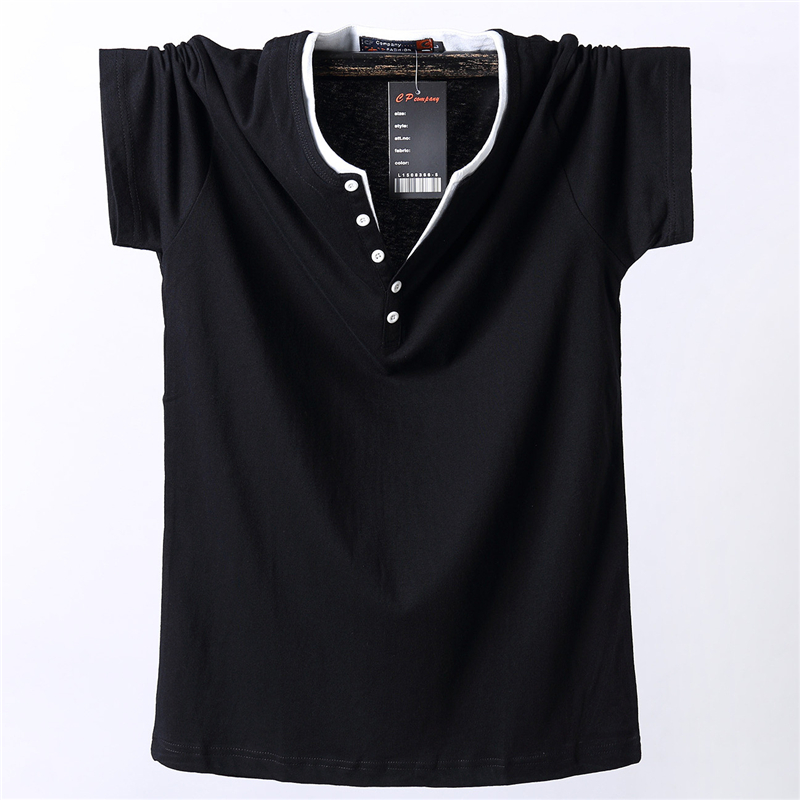 T-shirt à Manches Courtes en Coton pour Homme, Vêtement Décontracté, Couleur Unie, avec Bouton de Document, Grande Taille, 7XL, 8XL, Été 2021
