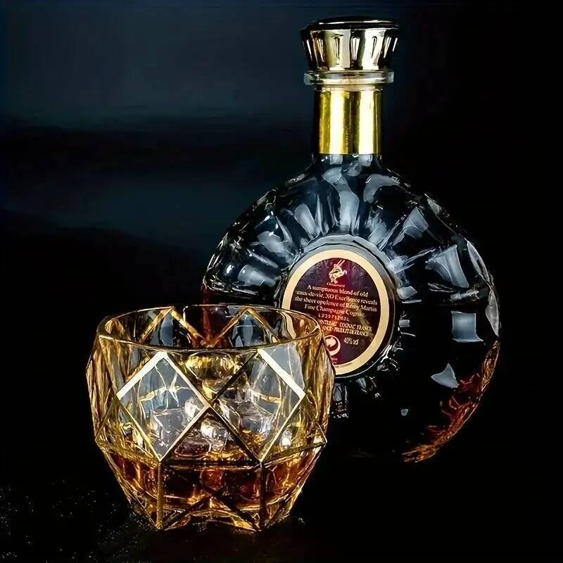 Verre à whisky de luxe avec ligne dorée, verres en cristal luxueux peints, brillant, multi-usages, tasse à vin, bière, Cocktail