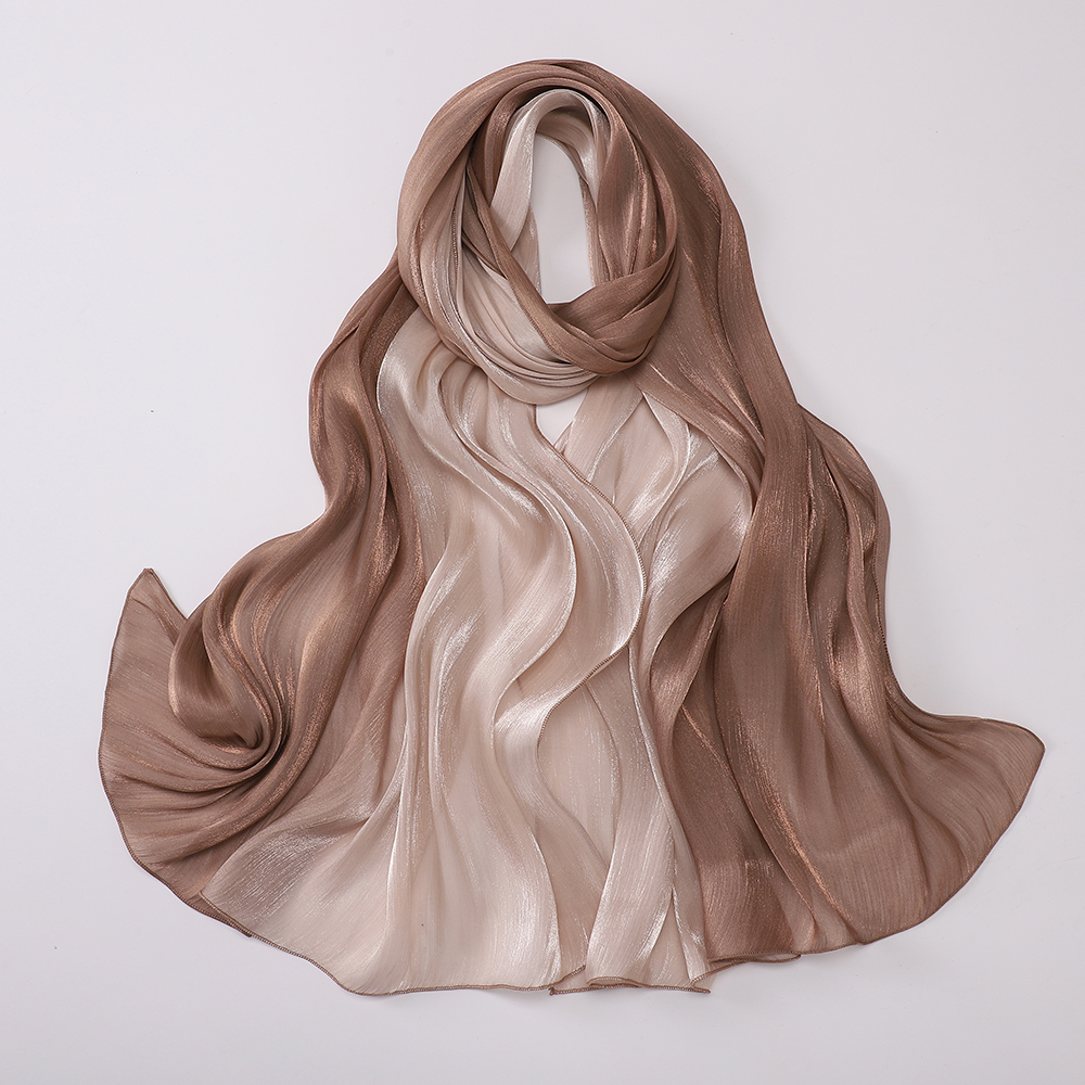 Hijab en satin brillant bicolore, foulards froissés, châle pour femmes, hijab musulman, bandana en crêpe, hijab en soie brillante islamique