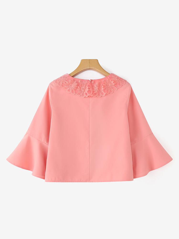 Femmes élégantes Blouses 2025 ZANZEA élégant bureau chemise femme col rond dentelle Patchwork hauts décontracté 3/4 manches coupe ajustée fête Blusas