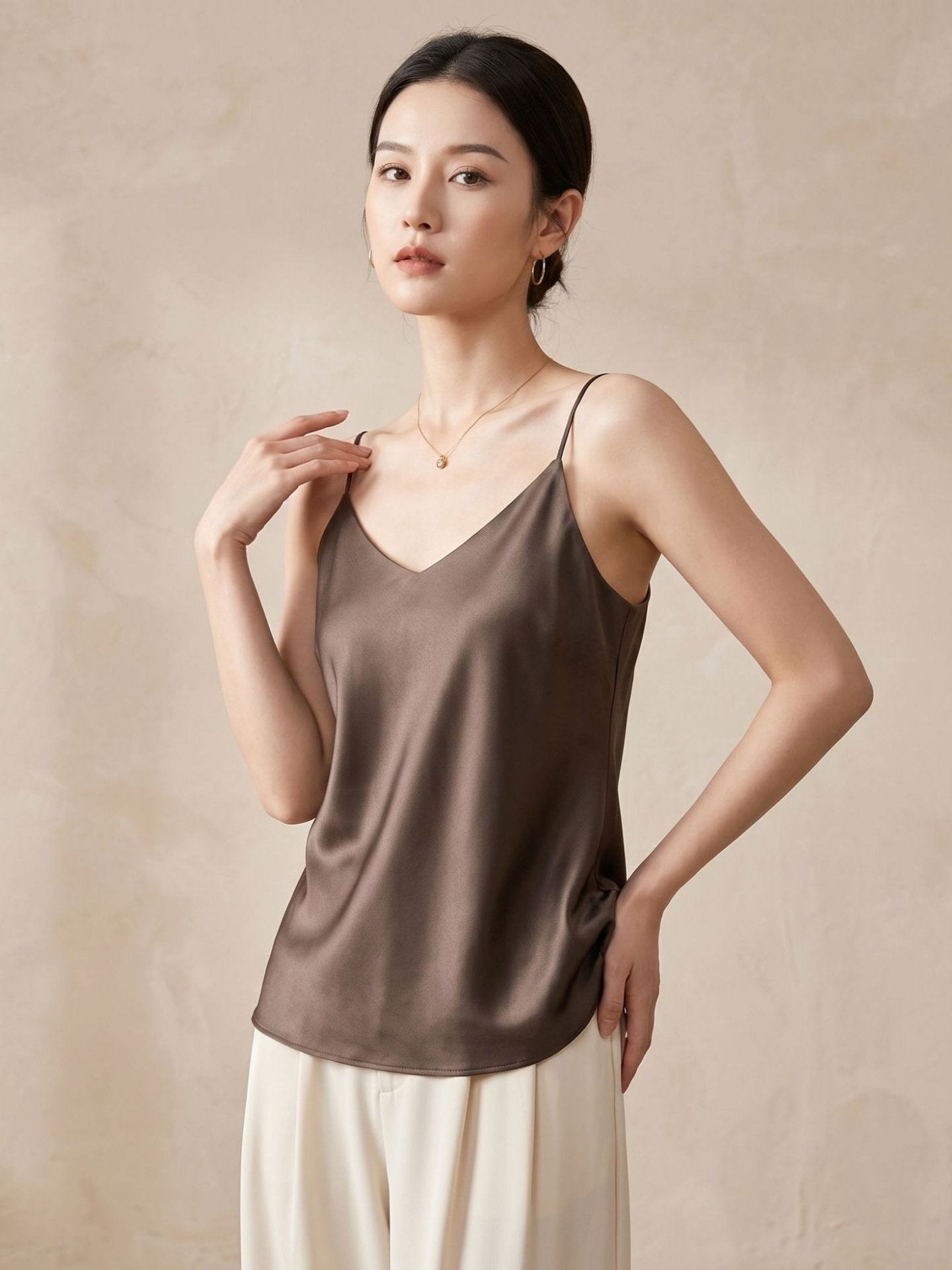 Camisole en soie Double couche pour femmes, bandeau en soie de mûrier, débardeurs et camisoles sexy à col en v, gilet d'été, 2025