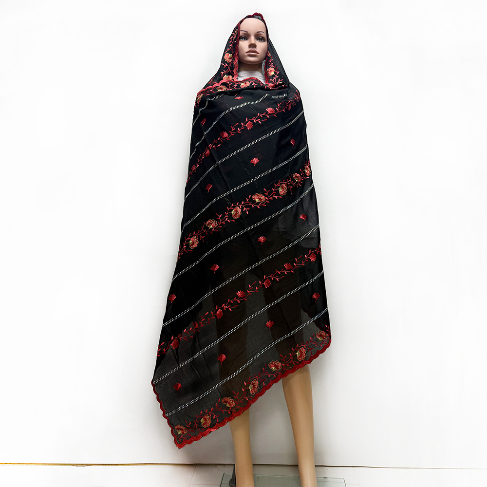 Nouveau style floral 2026 KASHKHA – Foulard brodé 100 % coton, style africain, pour la prière, Dubaï