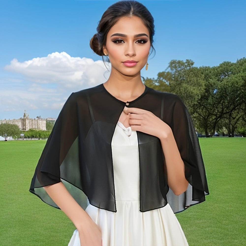 Capelet en mousseline transparente tendance, design léger, style élégant, châles doux pour robe de soirée, idéal pour les soirées.
