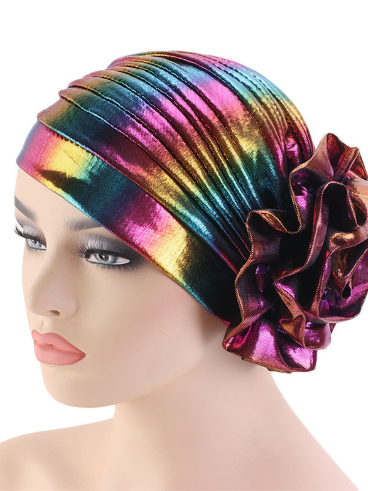 Casquette Hijab musulmane à grande fleur, chapeaux islamiques pour femmes, couvre-chef à fleurs Laser, couvre-chef ethnique, Turban pour dames, Bandana, nouvelle collection