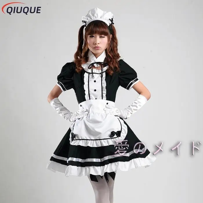 Tenue de femme de chambre noire pour filles, robe Lolita gothique douce, Anime K-ON! Costume de cosplay, robe tablier, uniformes de grande taille