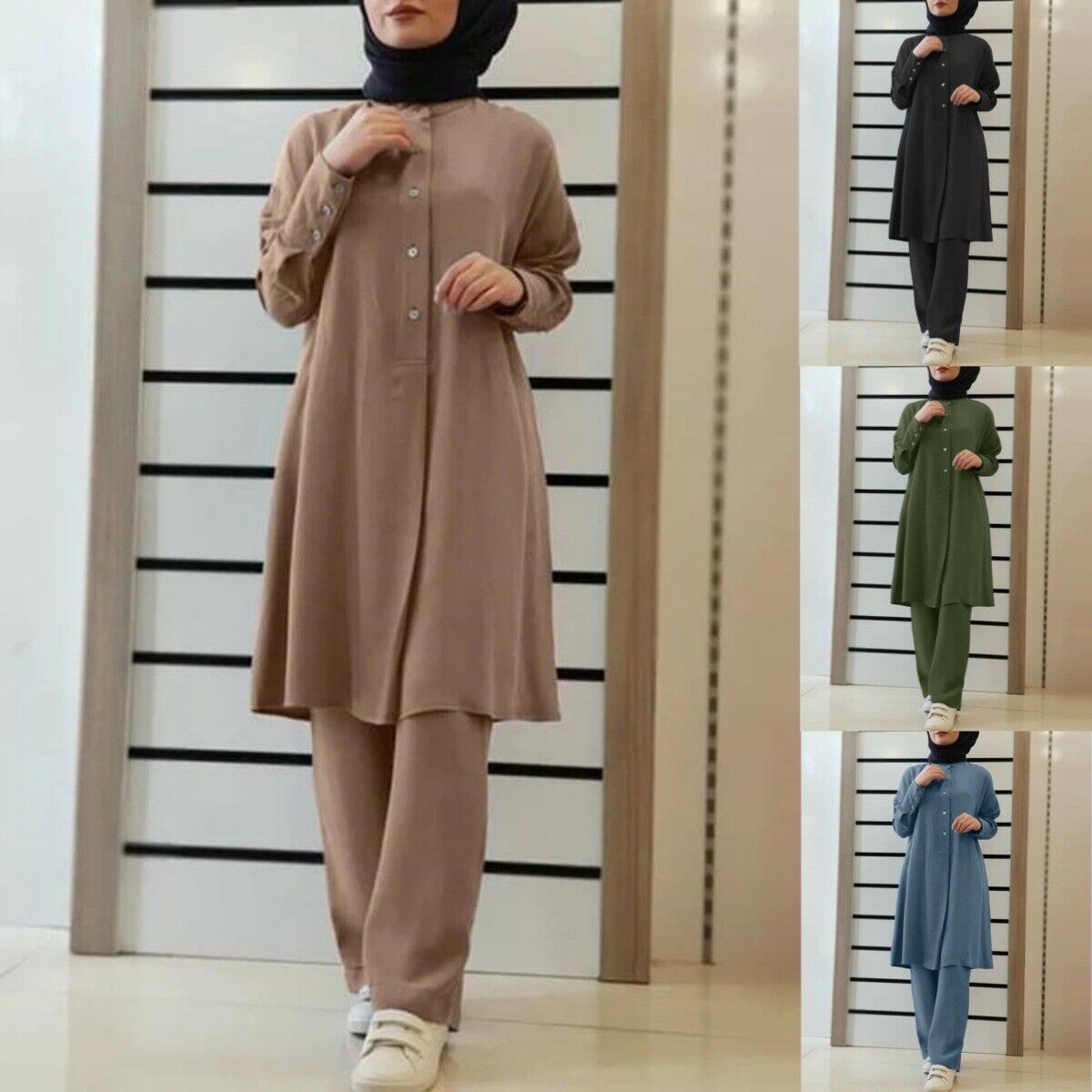 Ensemble Deux Pièces Abaya pour Femme, Chemises et viser Modestes, Robe Musulmane Islamique, Caftan Décontracté, Vêtements Turquie, Automne