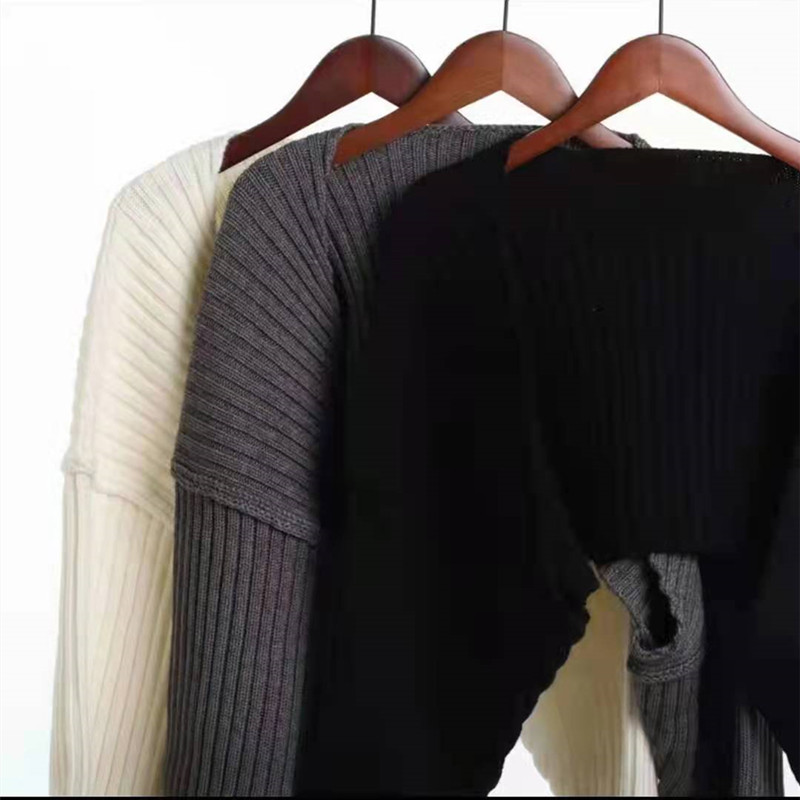 Cardigan court en maille style coréen à manches chauve-souris, coupe ample, couleur unie, sexy, pour printemps et automne