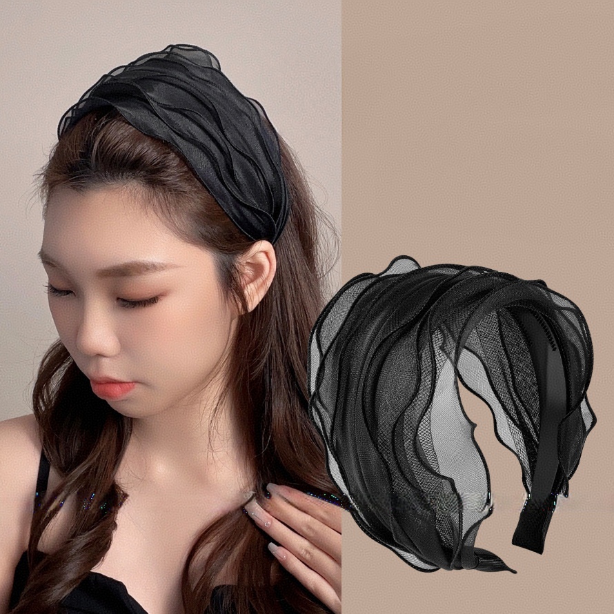 Large femmes bandeau solide dentelle Turban solide élastique bandes de cheveux accessoires de cheveux bandeau pour femmes filles coiffure livraison directe cadeau