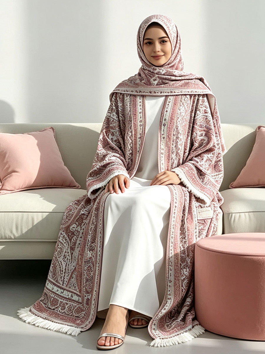 Nouvelle mode Dubaï : Abaya modeste pour femmes musulmanes, élégante robe arabe avec hijab, robe africaine à franges, cardigan islamique à manches longues et ajusté.