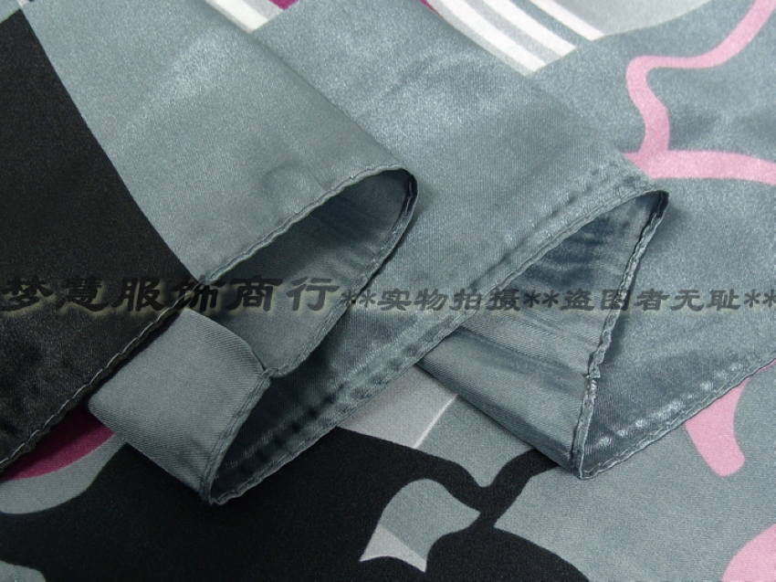 Grand foulard carré en soie imprimé pour femmes, élégant, 90x90cm, mode printemps et automne, châle en soie Polyester gris et violet, 2020