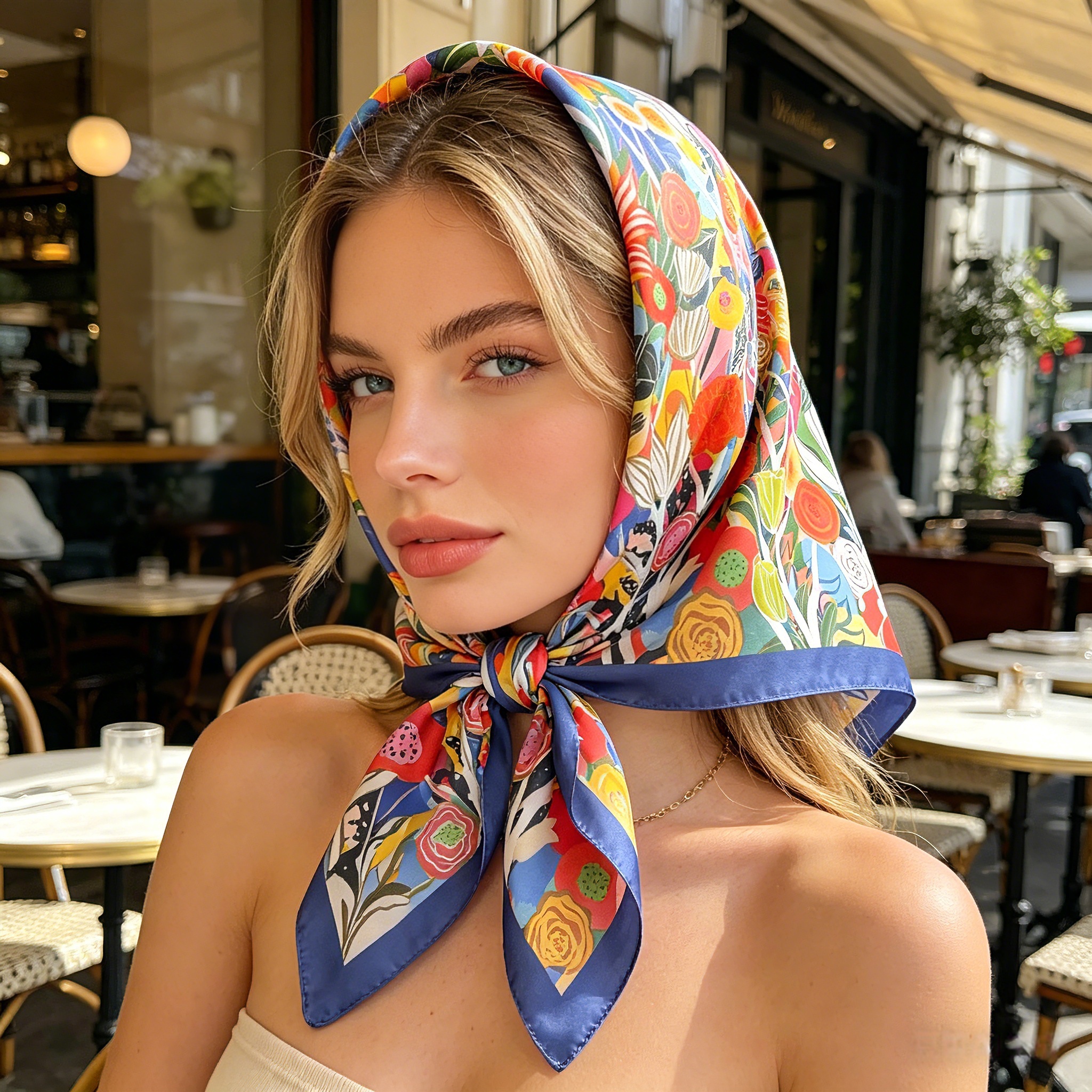 Nouveau Foulard Carré Designer 2026 pour Femme, Châle en Satin, Hijab, Bandeau Cheveux, Foulard de Poignet, Foulard de Tête de Luxe, Écharpe