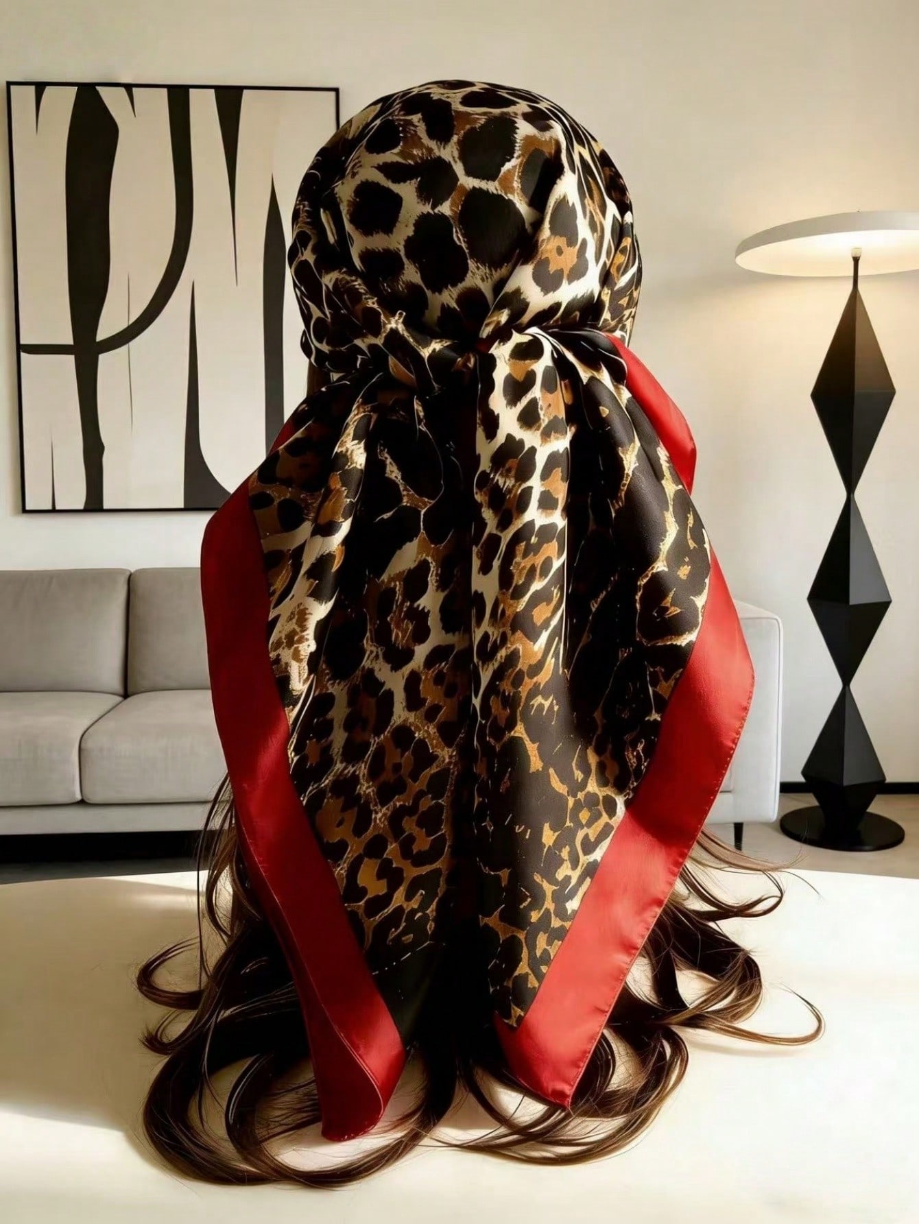 Bandana bohème pour femmes, écharpe carrée léopard, foulard décontracté pour la tête et le cou, adapté pour la nuit, pour envelopper la poitrine et dormir.