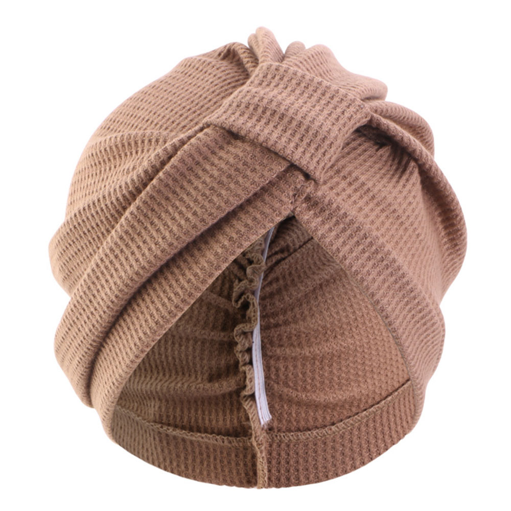 Chapeau turban musulman en coton, bonnet de chimiothérapie, bandanas, bonnet épais respirant, foulard carré gaufré, chapeau enveloppant élastique, chapeau indien