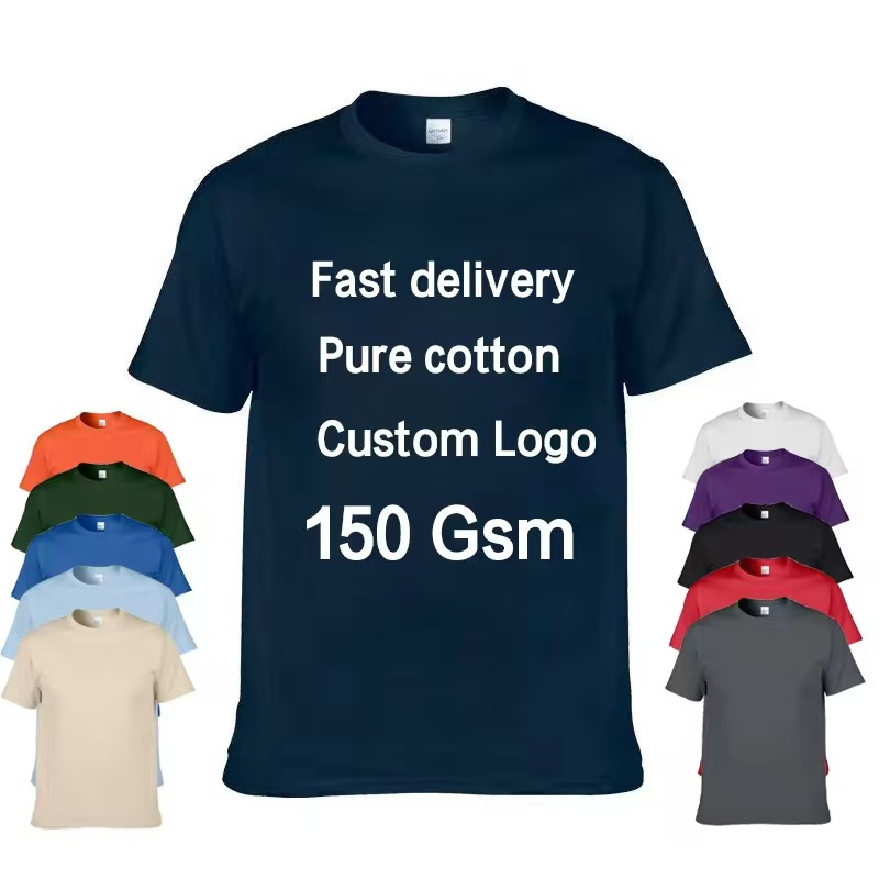 T-shirt pour homme - 100% coton pur, col rond, manches courtes, haute qualité, coupe ample, décontracté, couleur unie, imprimé personnalisé