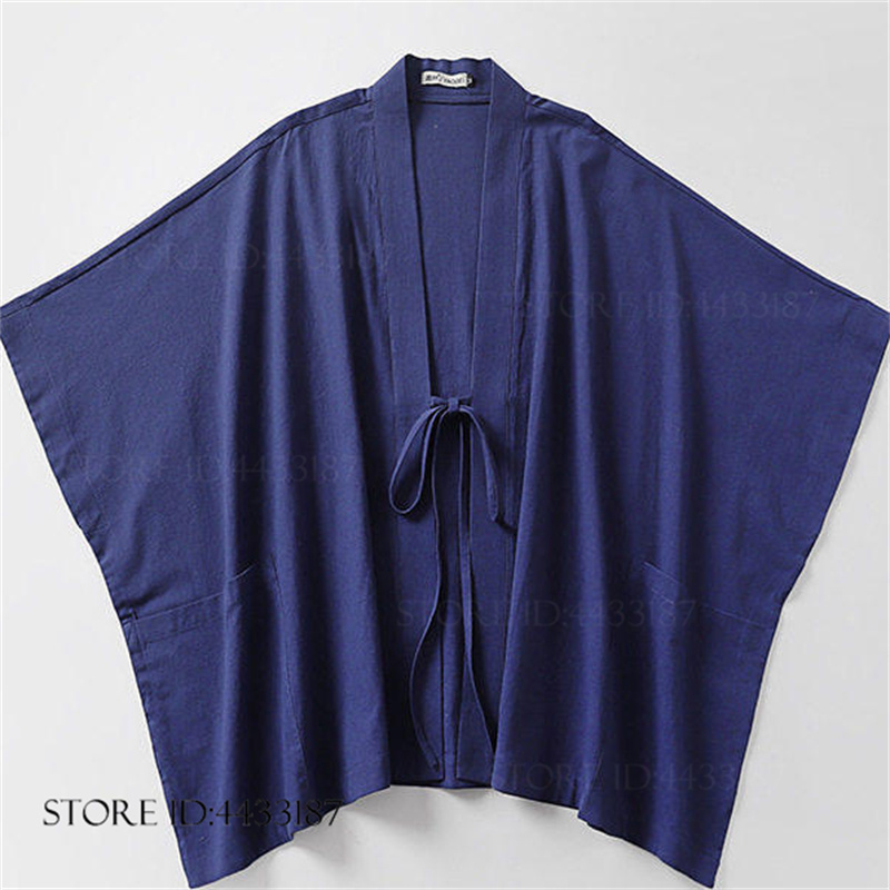 Kimono traditionnel japonais, Cardigan Yukata, Haori, veste de cape pour hommes, manteau vintage en coton et lin, costume Hanfu, costume de samouraï Harajuku